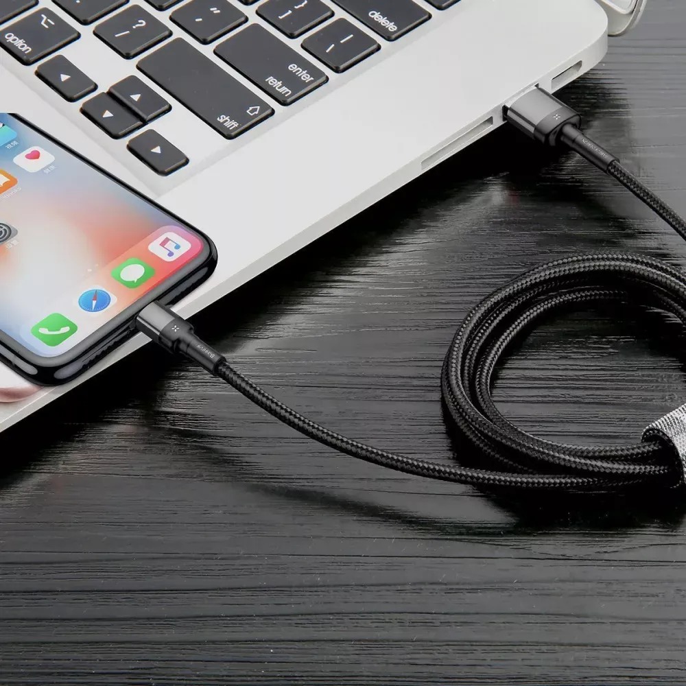 Кабель Baseus Cafule USB-Lightning, 2.4A, 1м Black (6953156283343) | ARAGO