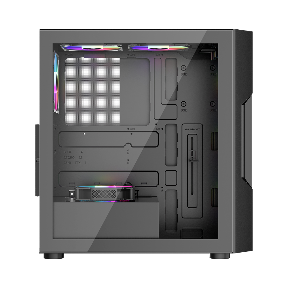 Корпус 1stPlayer T7-P-4F2(AP) Black без БЖ | ARAGO