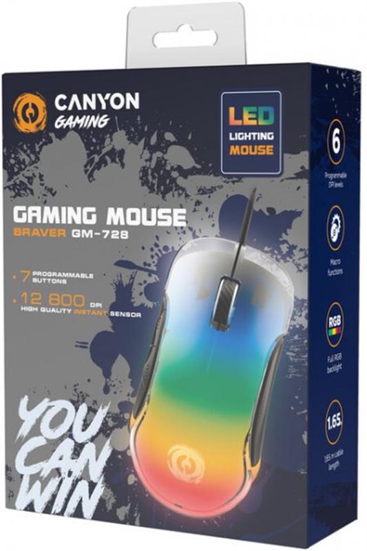Миша Canyon Braver GM-728 USB Black (CND-SGM728) | ARAGO