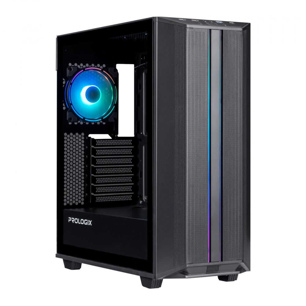 Корпус Prologix E122 Tempered Glass&Mesh Black | ARAGO