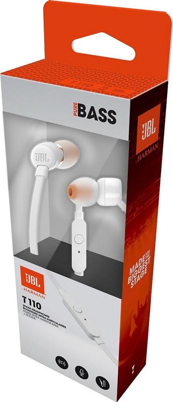 Гарнитура JBL T110 White (JBLT110WHT) | ARAGO