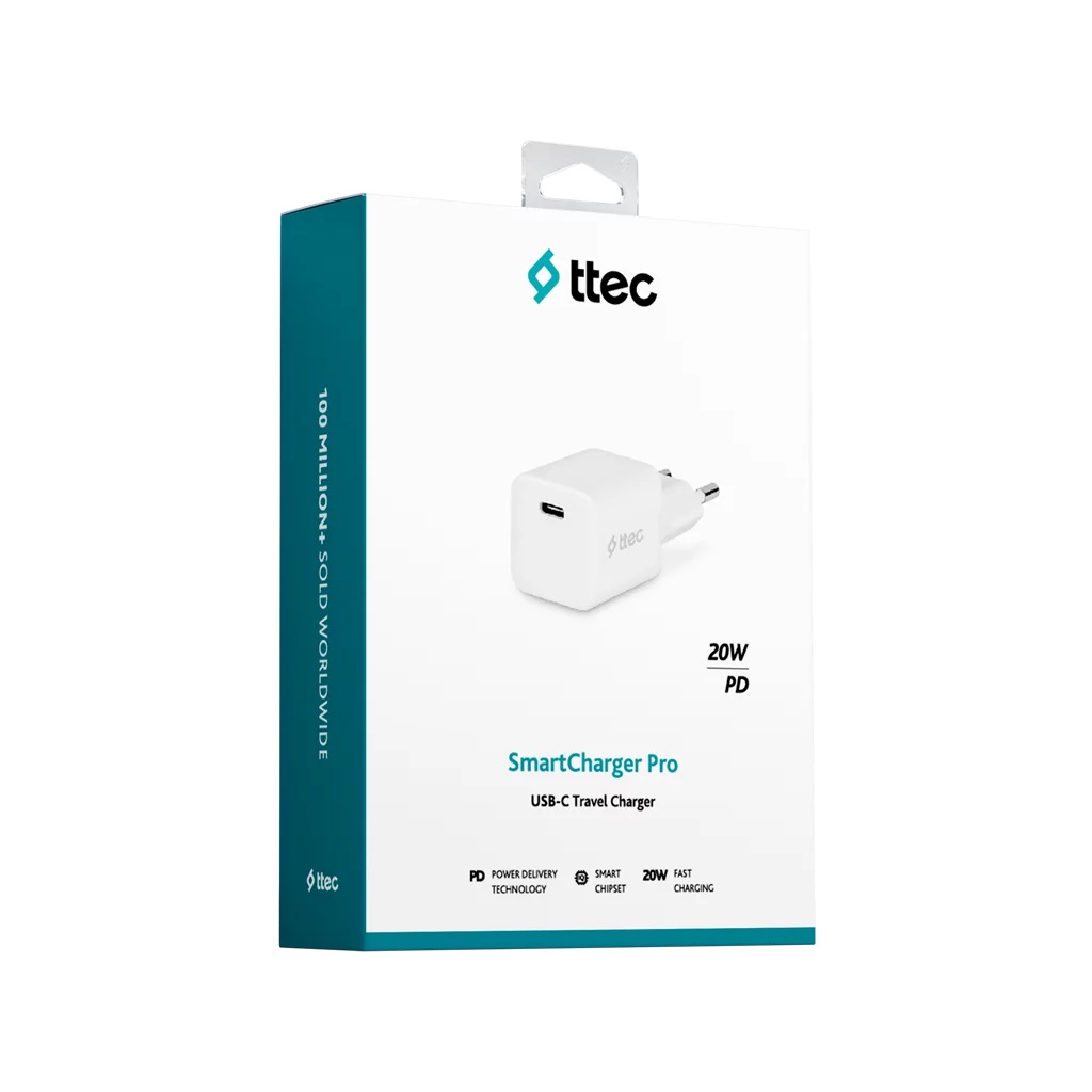 Мережевий зарядний пристрій Ttec SmartCharger USB-C /20Вт White (2SCP01B) | ARAGO
