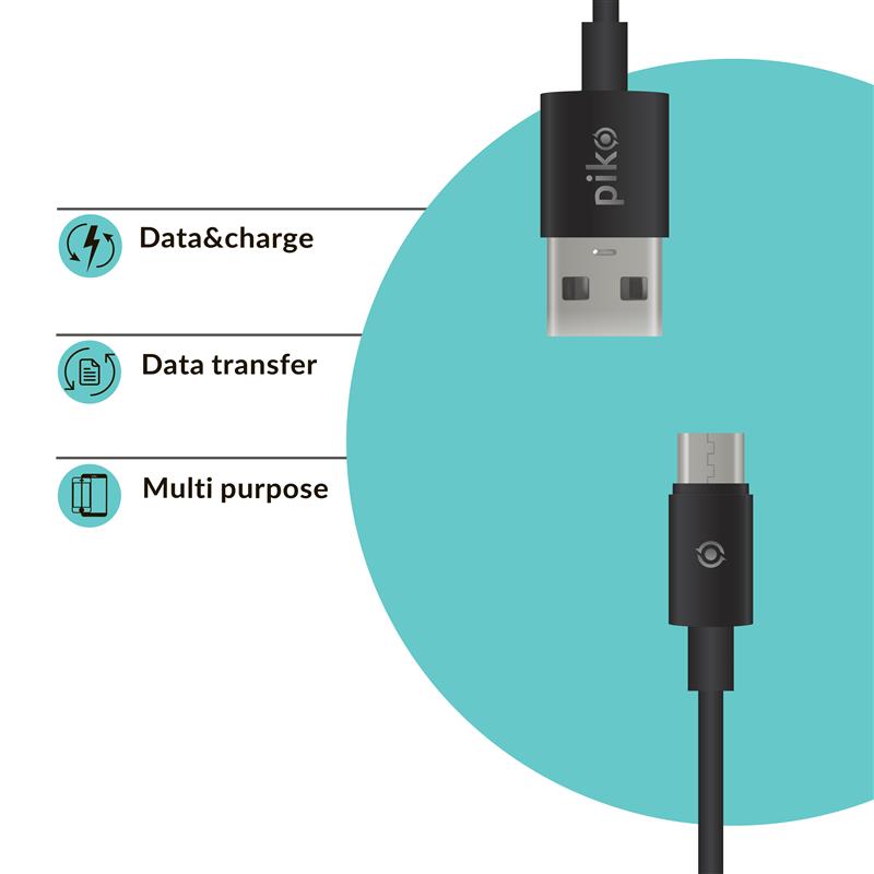 Кабель Piko CB-UM12 USB - micro USB (M/M), 2 м, Black (1283126493881) | ARAGO
