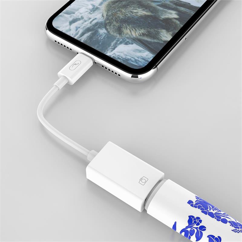 Перехідник SkyDolphin OT01 Lightning - USB (M/F) White (ADPT-00028) | ARAGO