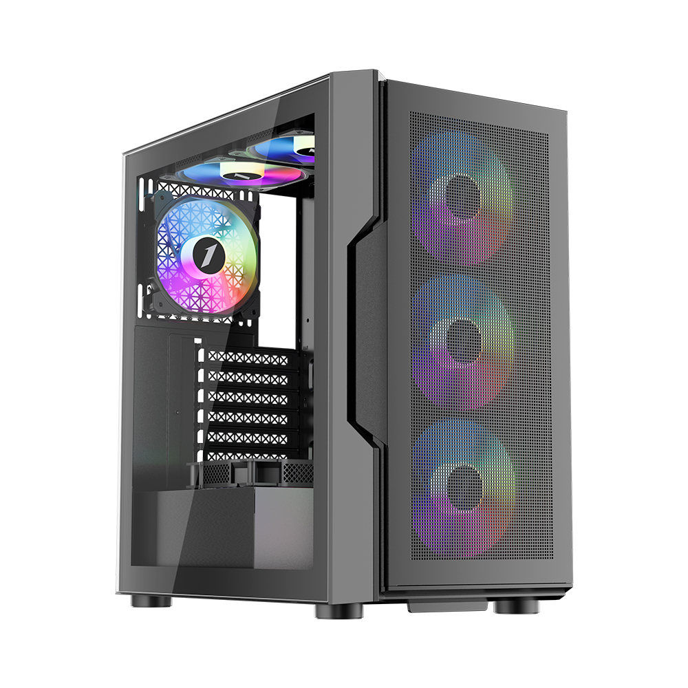 Корпус 1stPlayer T7-P-4F2(AP) Black без БЖ | ARAGO