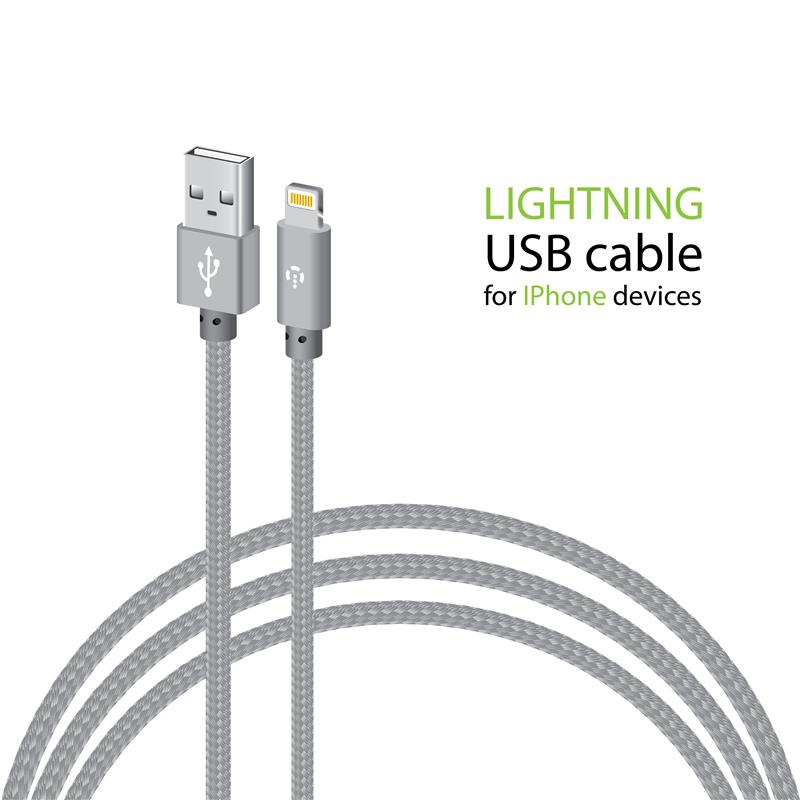 Кабель Intaleo CBGNYL2 USB - Lightning (M/M), 2 м, Grey (1283126477669) | ARAGO