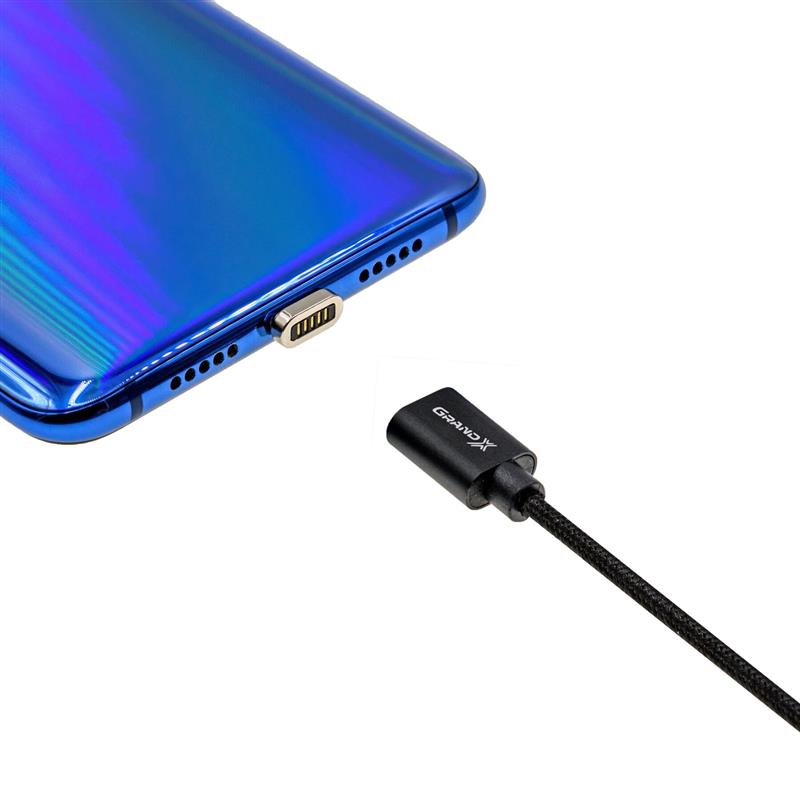 Кабель Grand-X USB - micro USB (M/M), магнитный, 1 м, Black (MG-01M) | ARAGO
