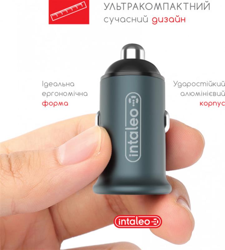 Автомобільний зарядний пристрій Intaleo CCGQPD238 (2USB, 3A) Grey (1283126509971) | ARAGO