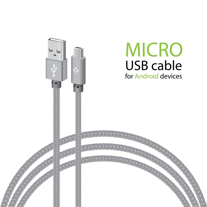 Кабель Intaleo CBGNYM2 USB - micro USB (M/M), 2 м, Grey (1283126477683) | ARAGO