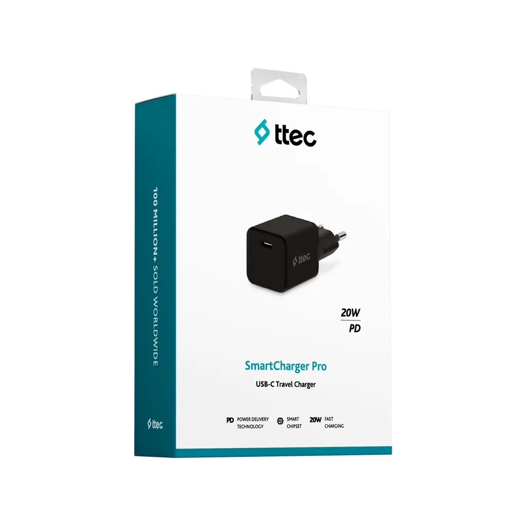 Мережевий зарядний пристрій Ttec SmartCharger USB-C /20Вт Black (2SCP01S) | ARAGO