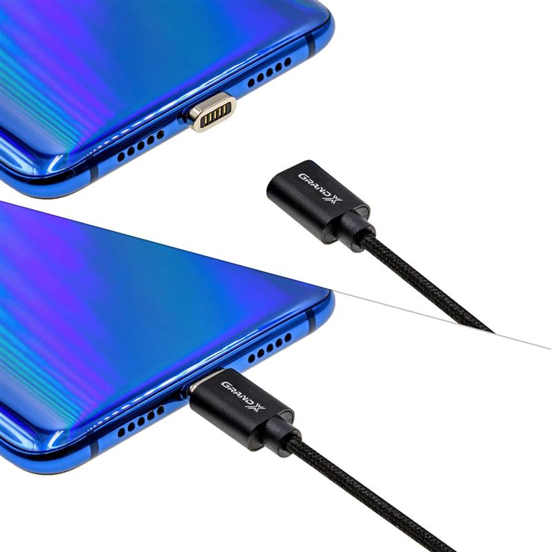 Кабель Grand-X USB - Lightning (M/M), магнітний, 1 м, Black (MG-01L) | ARAGO