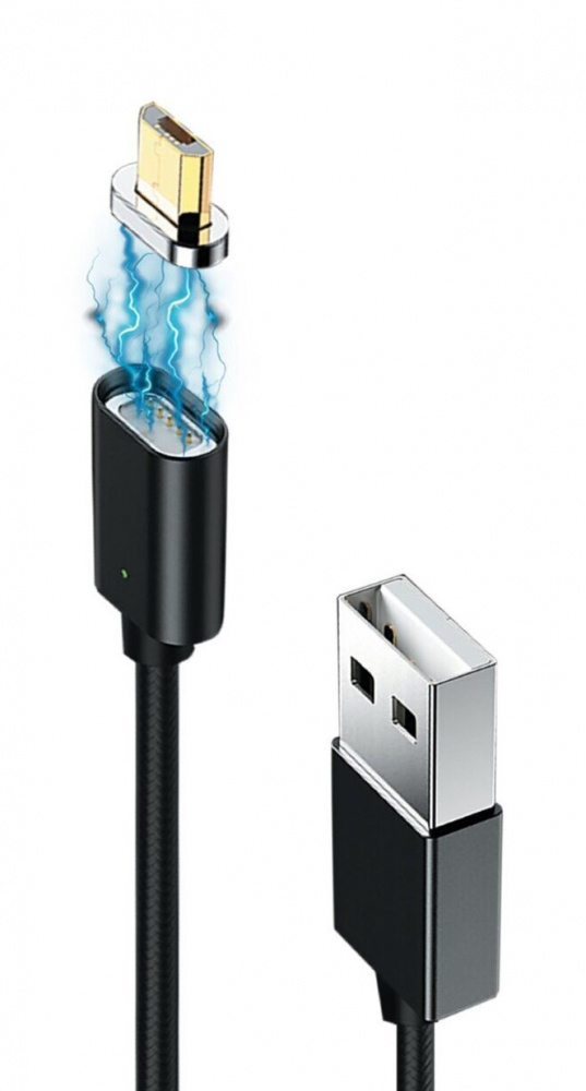 Кабель Grand-X USB - micro USB (M/M), магнитный, 1 м, Black (MG-01M) | ARAGO