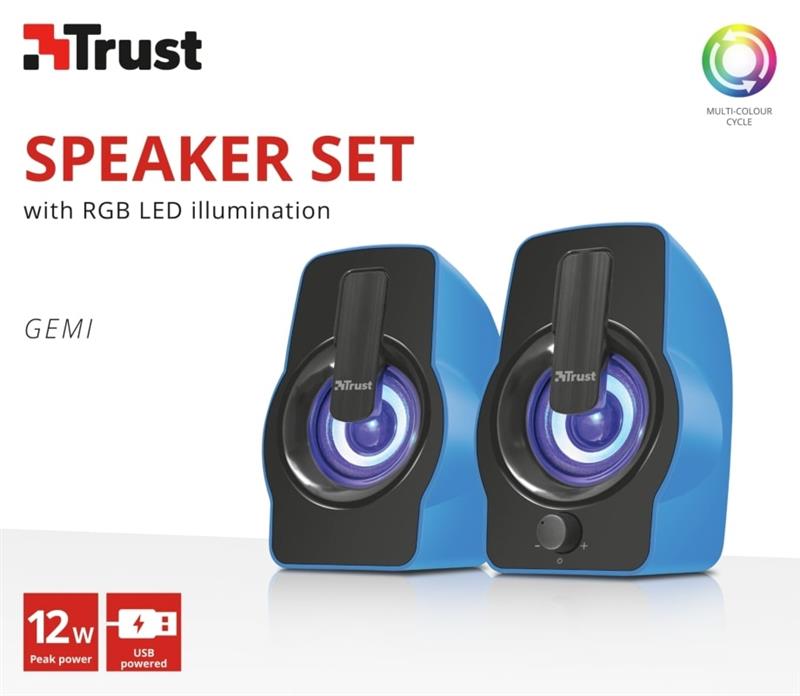 Акустическая система Trust 2.0 Gemi RGB Blue (22978) | ARAGO