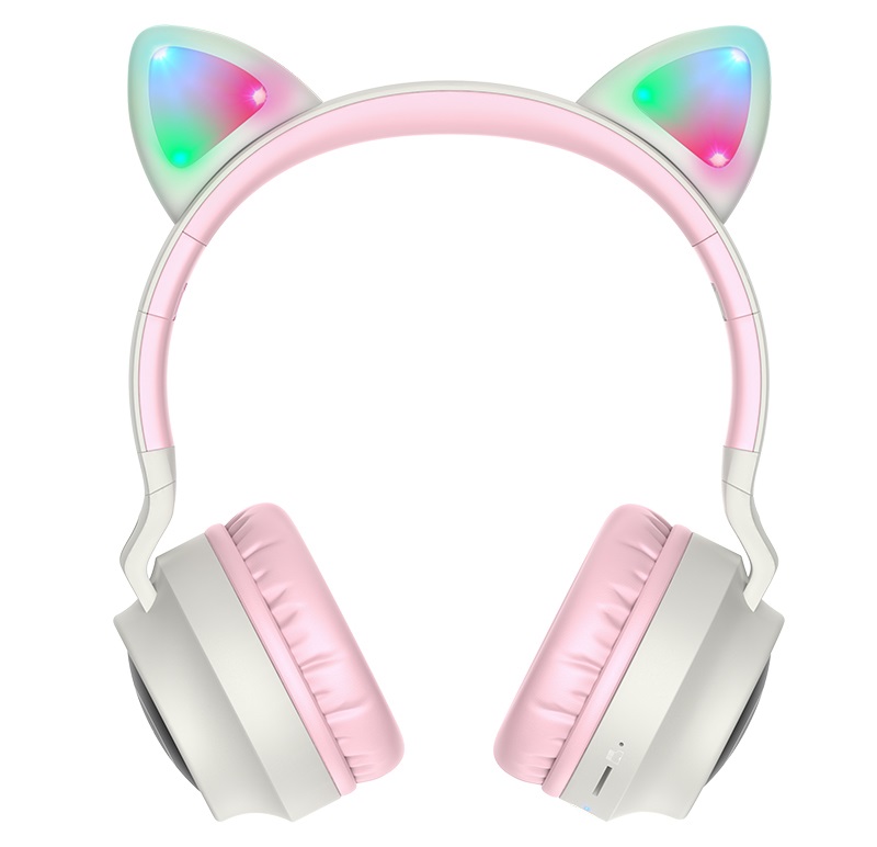 Bluetooth-гарнітура Hoco W27 Cat Ear Grey/Pink (W27GP) | ARAGO