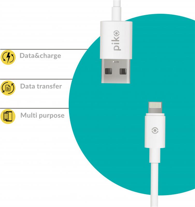 Кабель Piko CB-UL12 USB - Lightning (M/M), 2 м, White (1283126493867) | ARAGO