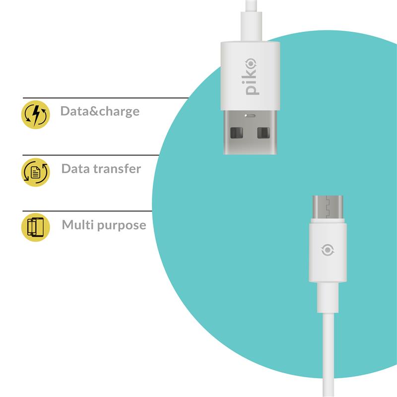 Кабель Piko CB-UM11 USB - micro USB (M/M), 1.2 м, White (1283126496172) | ARAGO