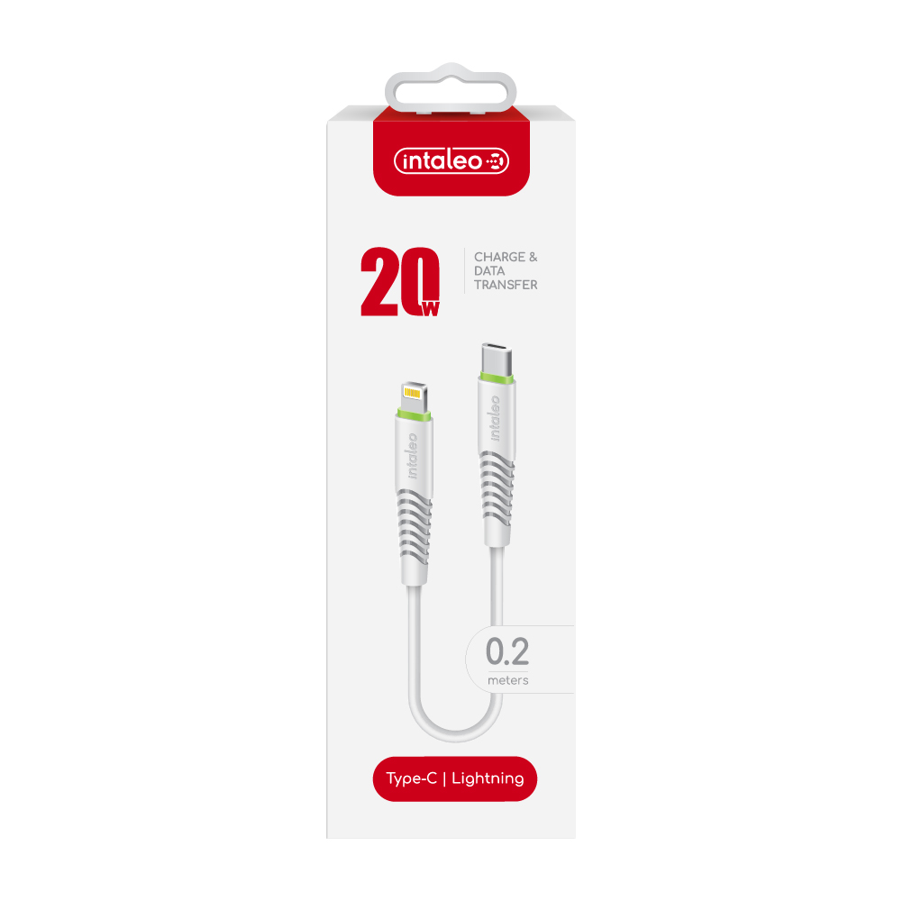 Кабель Intaleo CBFLEXTL0 USB Type-C - Lightning (M/M), 0.2 м, White (1283126580024) | ARAGO