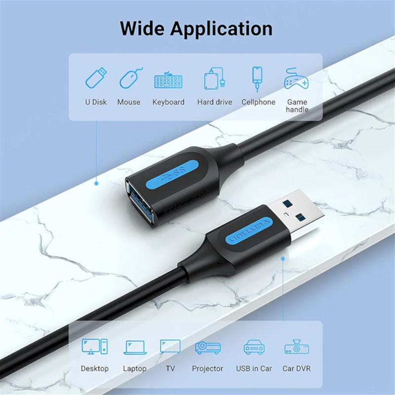 Подовжувач Vention USB - USB (M/F), 5 м, Black (CBHBJ) | ARAGO