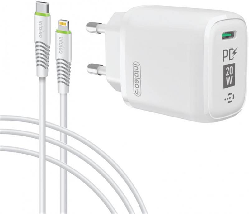 Мережевий зарядний пристрій Intaleo TCGQPD120L (1USBx3A) White (1283126510007) + кабель Lightning | ARAGO
