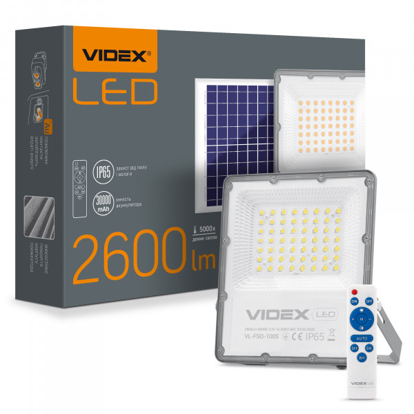картинка LED прожектор автономний VIDEX 30W 5000K от магазина Компания+