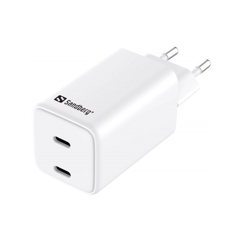 Сетевое зарядное устройство Sandberg 65W (2xUSB-C) White (441-56) | ARAGO