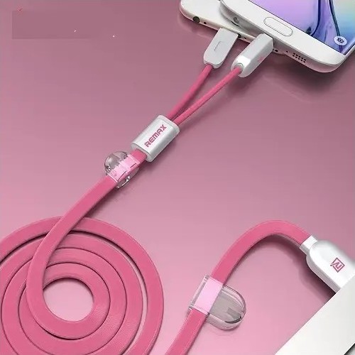 Кабель Remax RC-025t Gemini USB - Lightning + micro USB (M/M), 1 м, Pink (6954851251286) | ARAGO