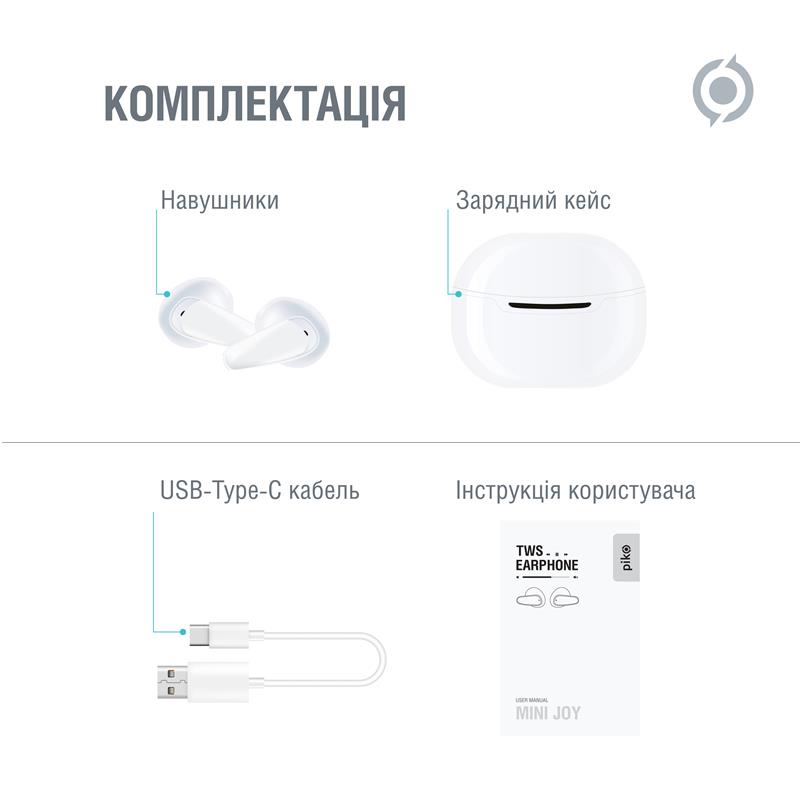Bluetooth-гарнiтура Piko TWS-MiniJoy White (1283126583421) | ARAGO