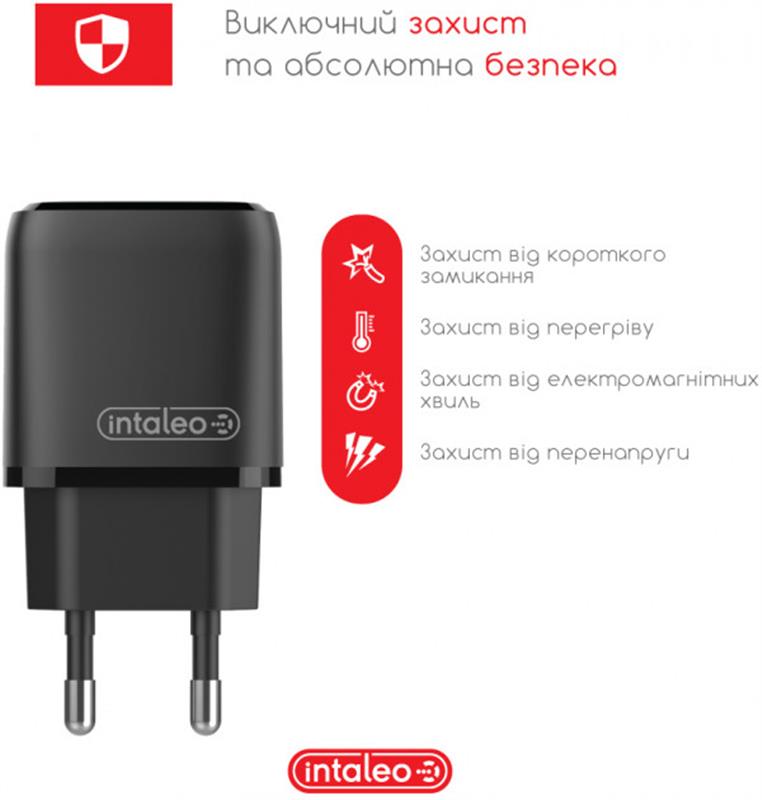 Мережевий зарядний пристрій Intaleo TCGQPD220 (2USBx3A) Black (1283126509995) | ARAGO