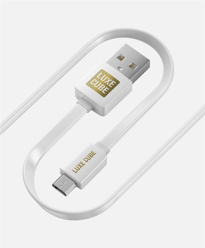 Кабель Luxe Cube Flat USB - micro USB (M/M), 1 м, білий (2231252967010) | ARAGO