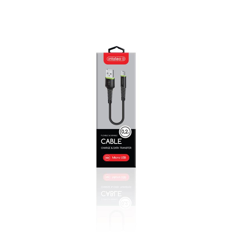 Кабель Intaleo CBFLEXM0 USB - micro USB (M/M), 0.2 м, Black (1283126487422) | ARAGO