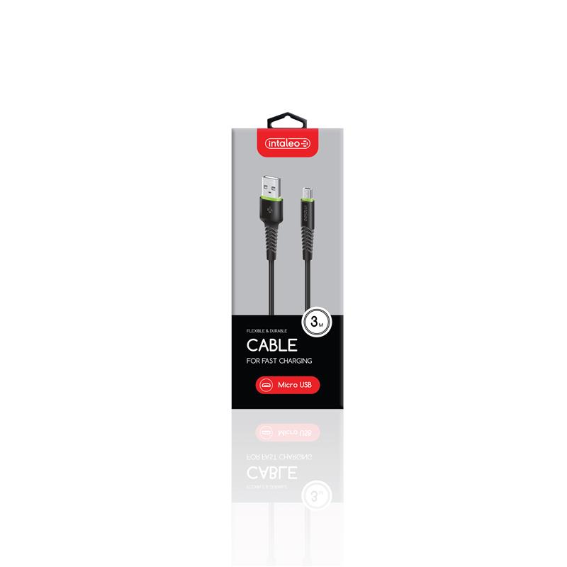 Кабель Intaleo CBFLEXM3 USB - micro USB (M/M), 3 м, Black (1283126487491) | ARAGO