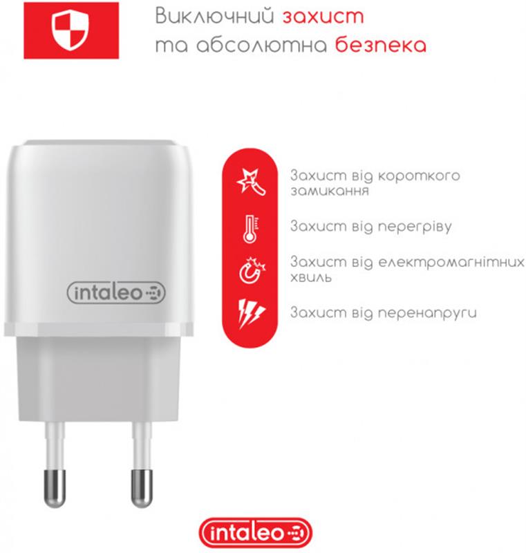 Мережевий зарядний пристрій Intaleo TCGQPD120L (1USBx3A) White (1283126510007) + кабель Lightning | ARAGO