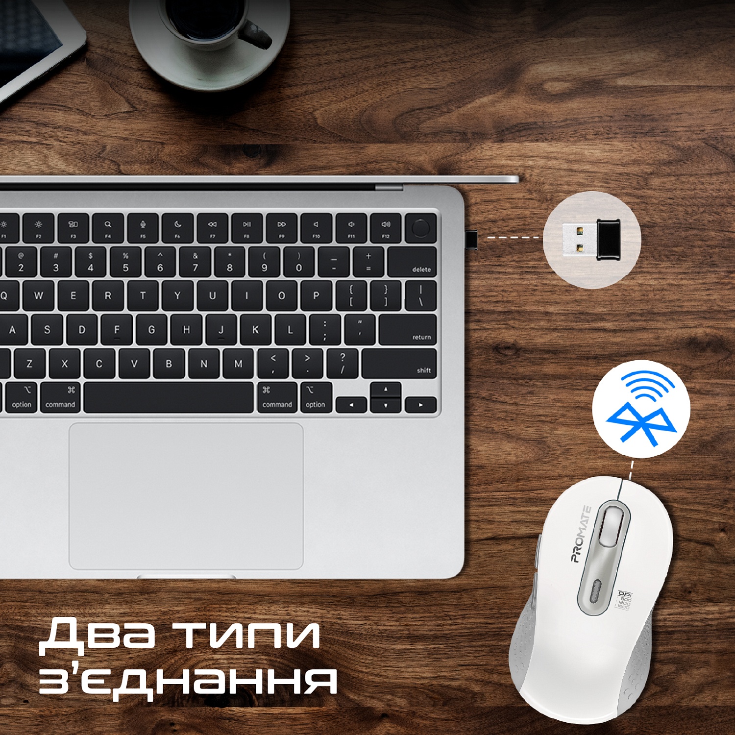 Миша бездротова Promate Ken White | ARAGO