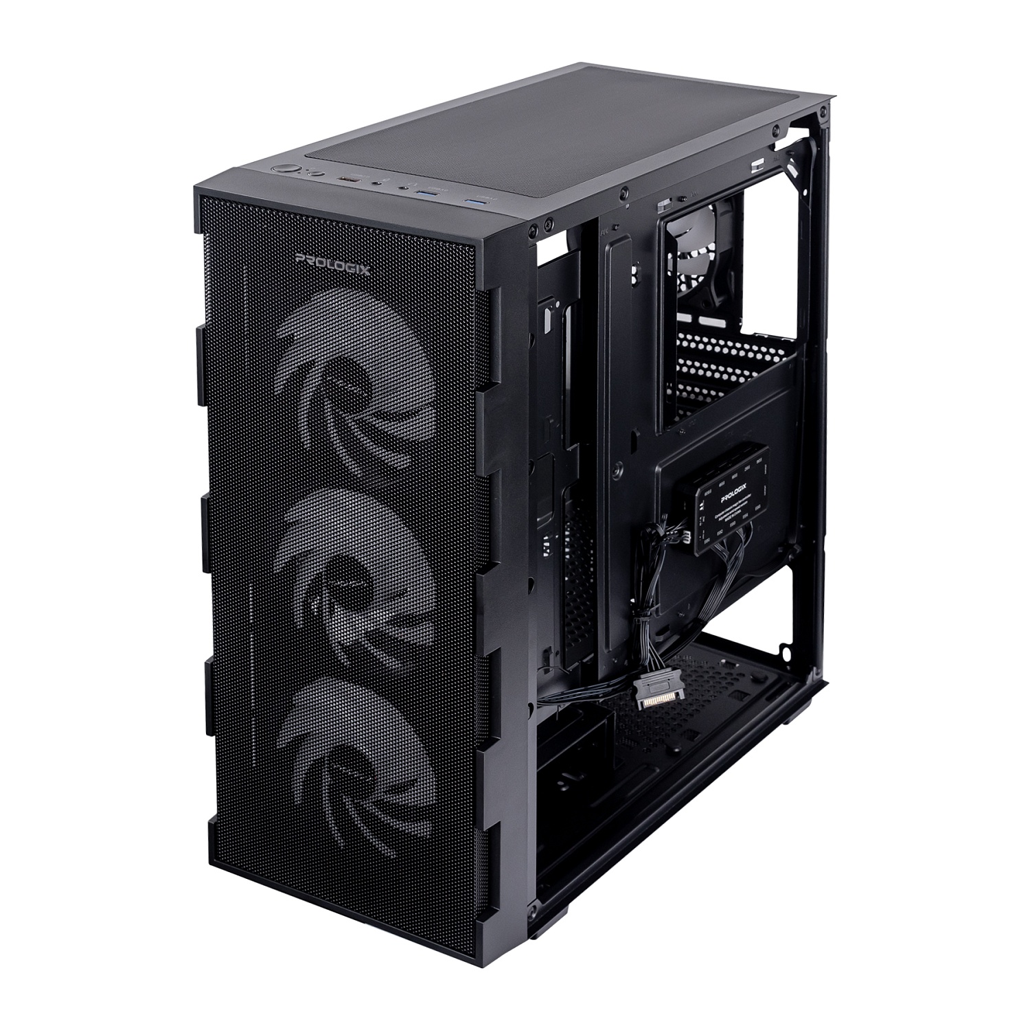 Корпус Prologix E115 Tempered Glass&Mesh Black | ARAGO