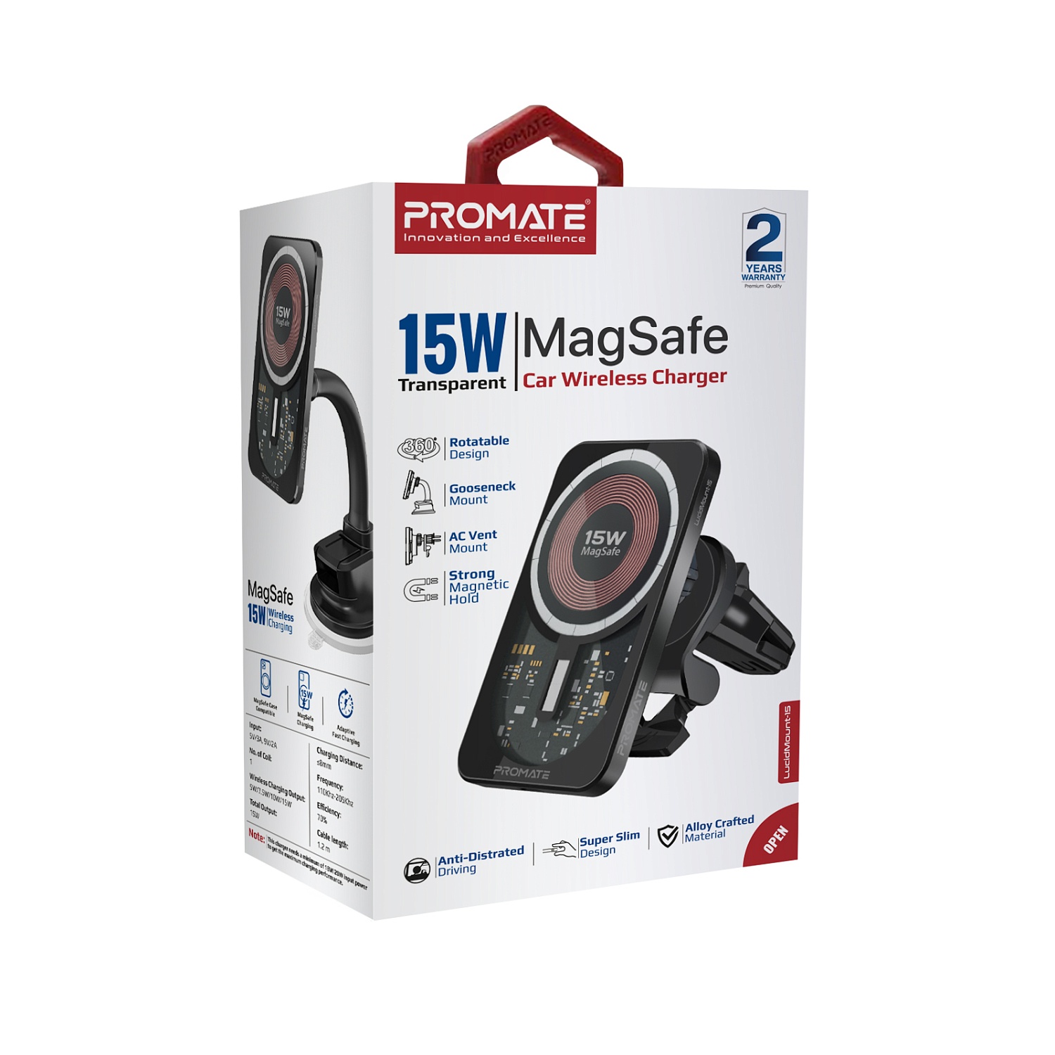 Автомобільний зарядний пристрій з тримачем Promate LucidMount-15 Black | ARAGO