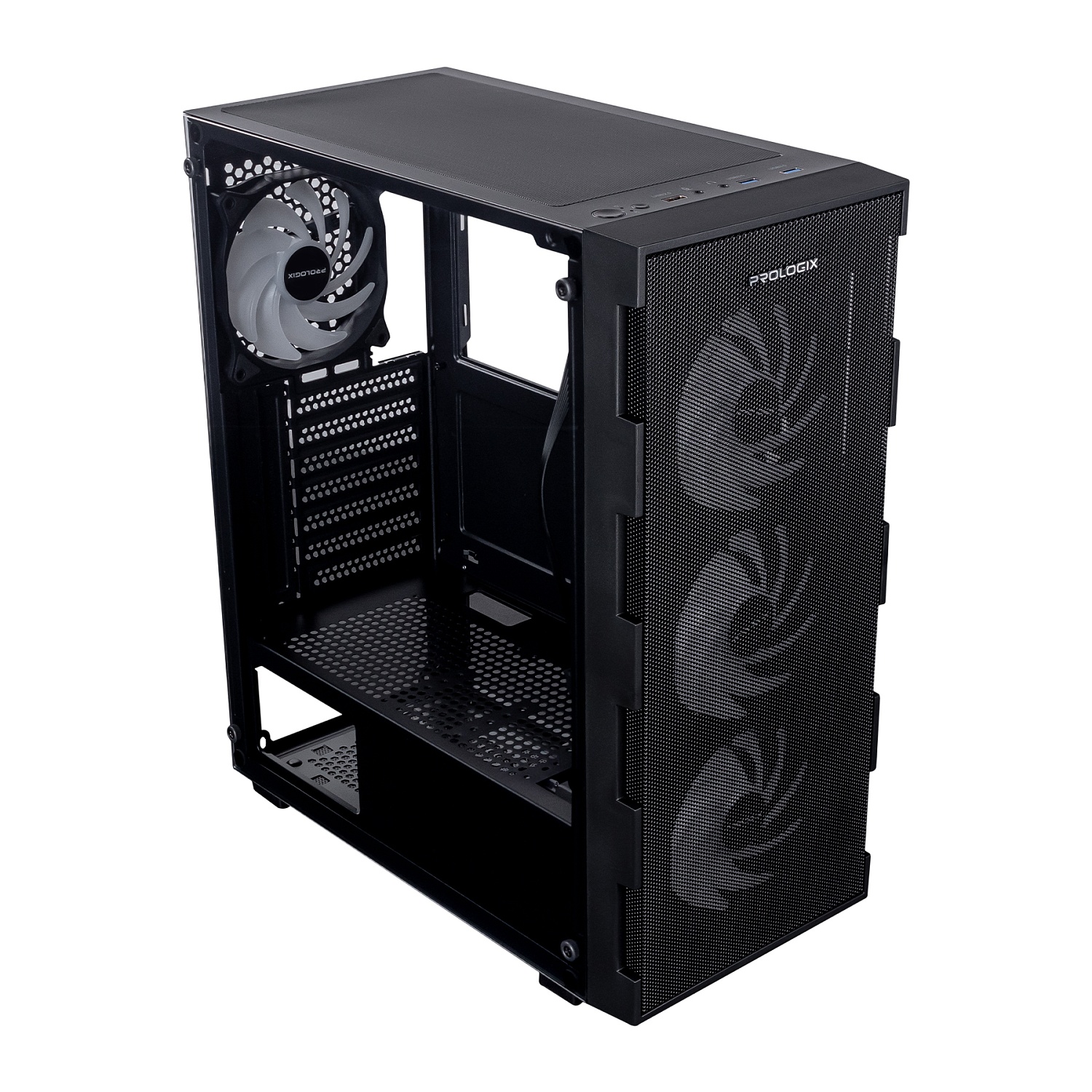 Корпус Prologix E115 Tempered Glass&Mesh Black | ARAGO