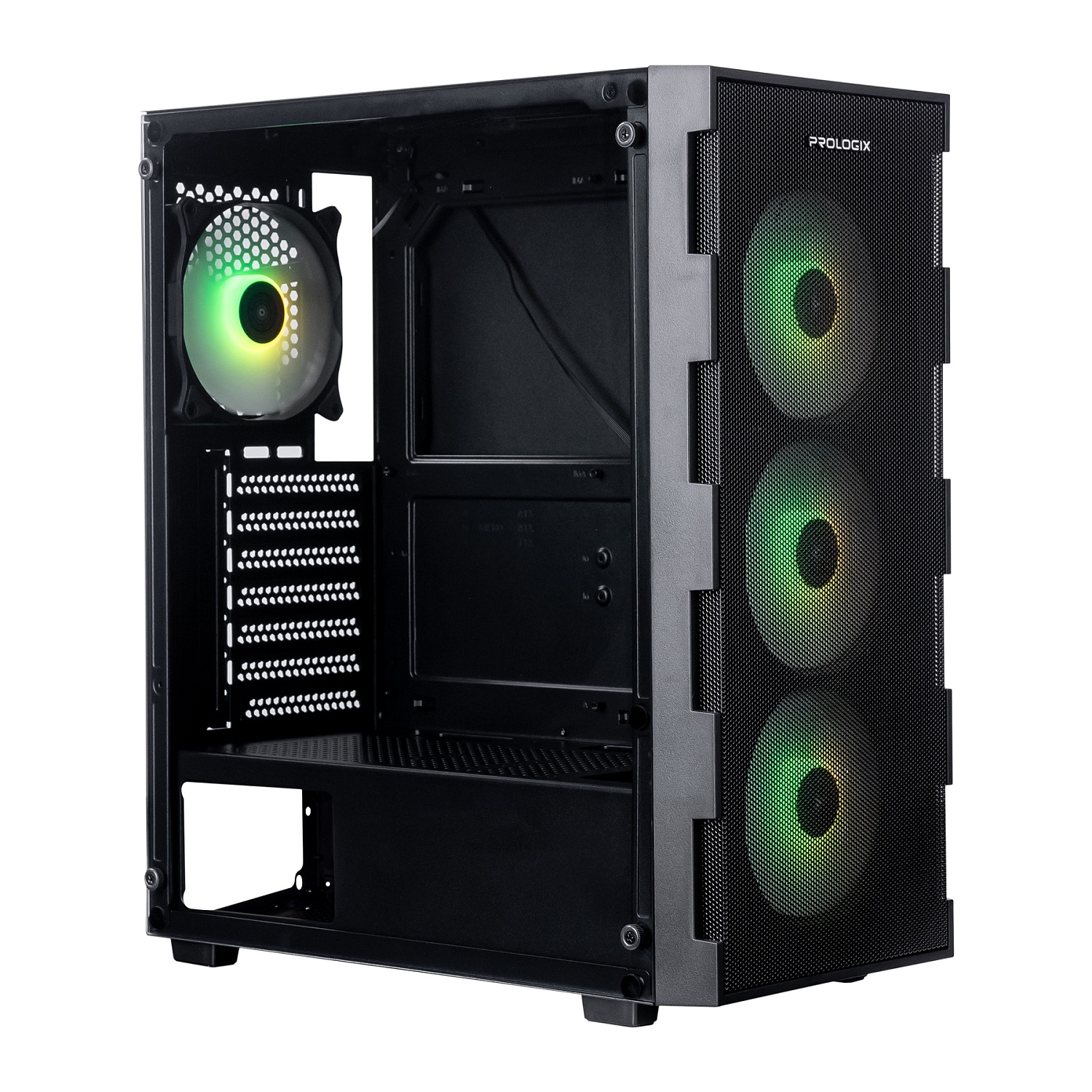Корпус Prologix E115 Tempered Glass&Mesh Black | ARAGO