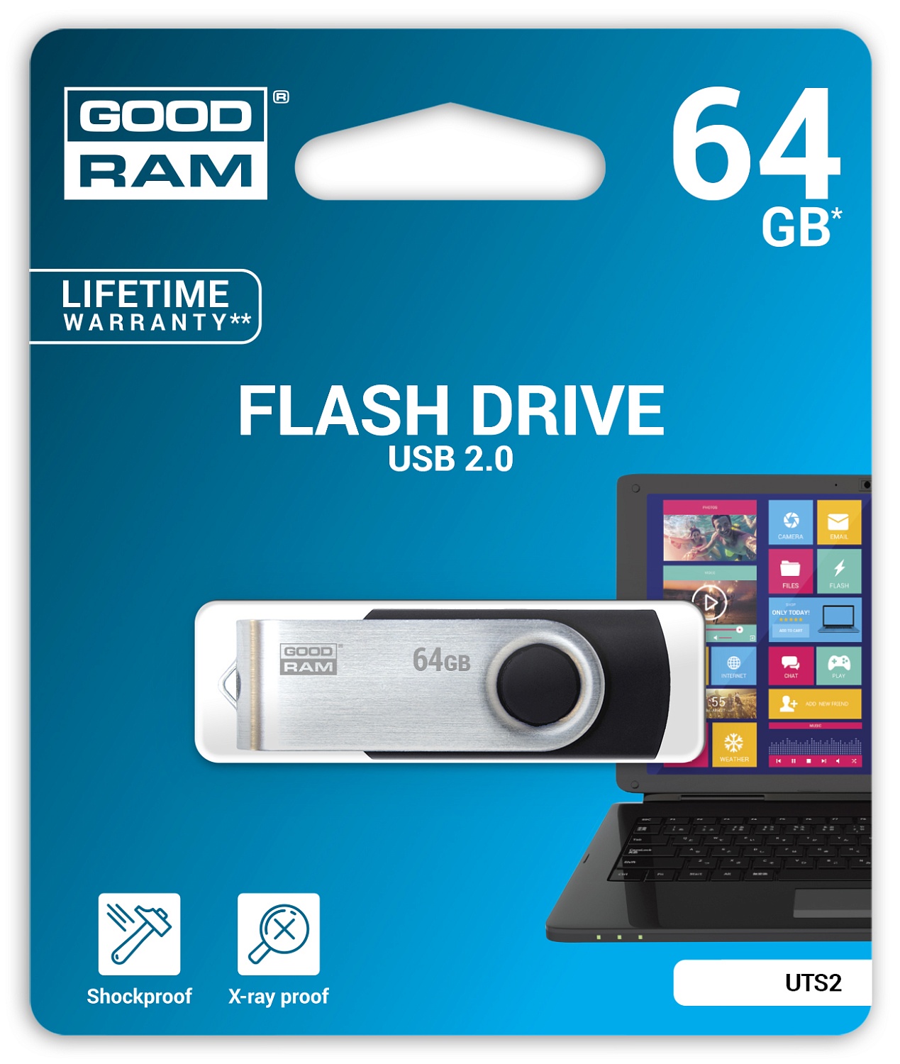 Флеш-накопичувач USB2.0 64GB Goodram UTS2 (Twister) Black (UTS2-0640K0R11) | ARAGO