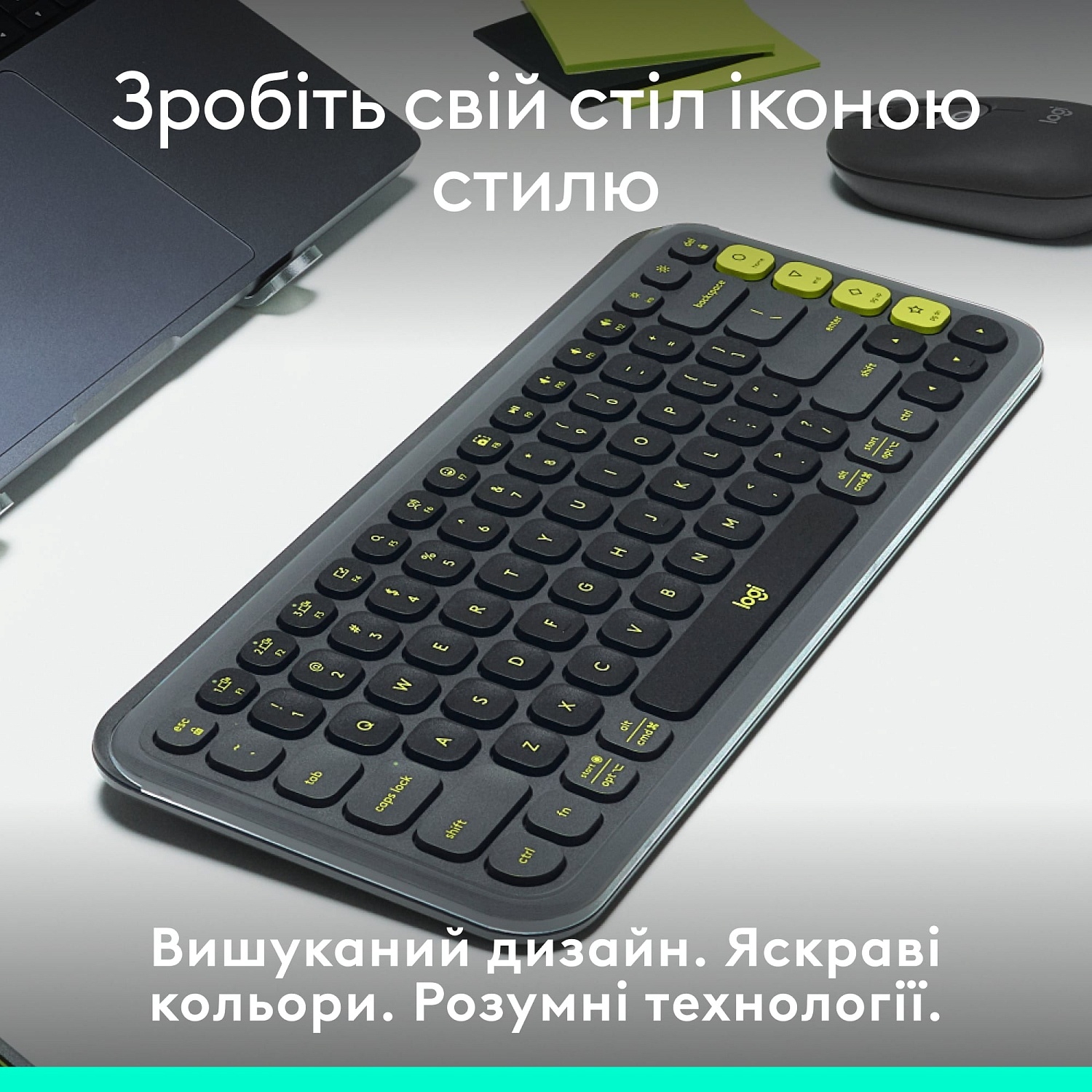Клавiатура бездротова Logitech Pop Icon Keys Graphite (920-013157) | ARAGO